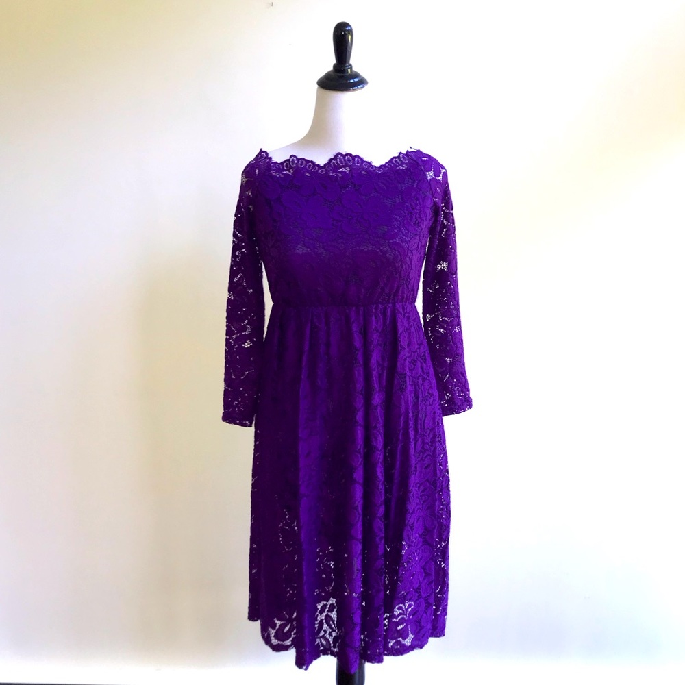 💜CUTE💜 Lacy off shoulder purple dress XL